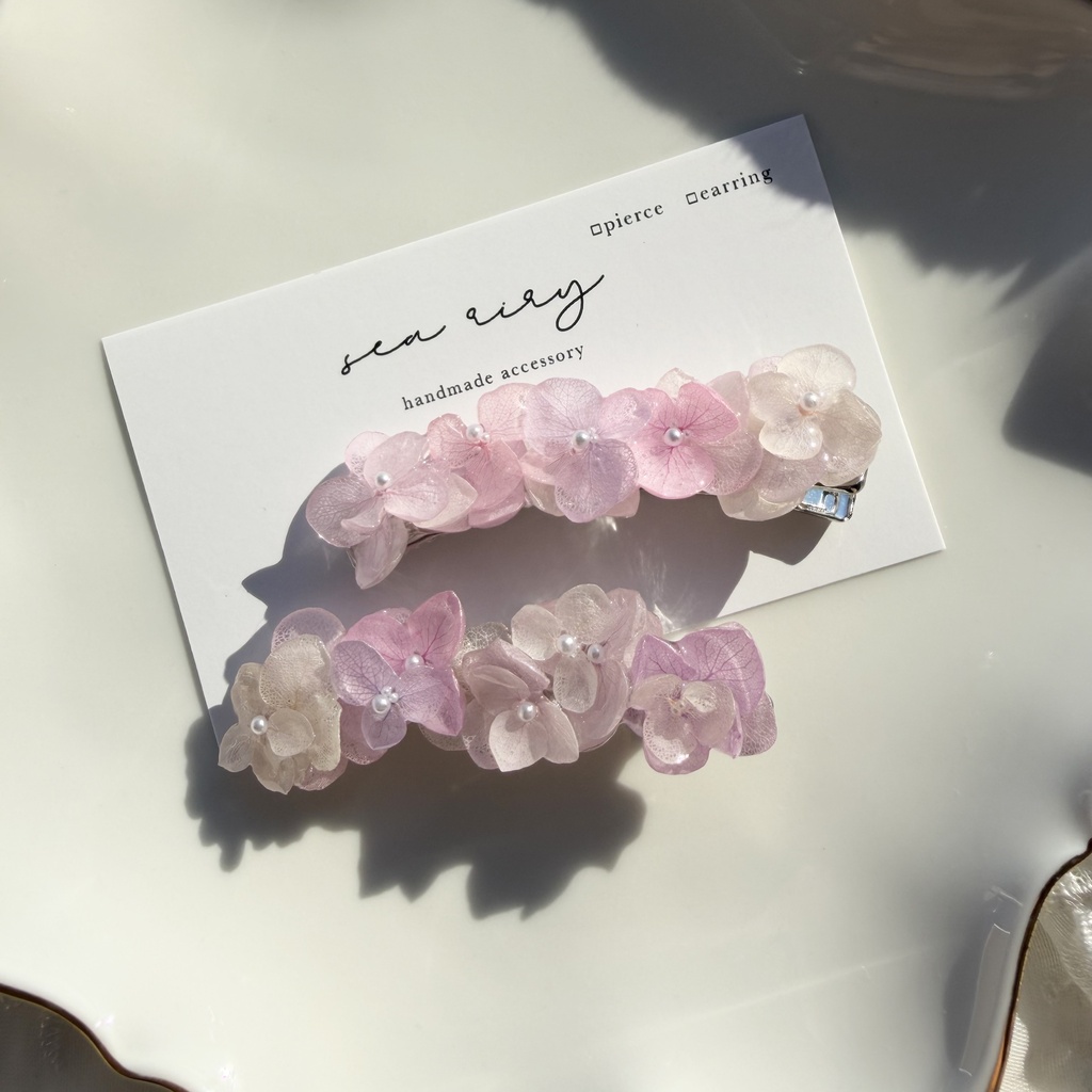 no.402 限定セット パステルライラックmixの紫陽花ヘアクリップ 本物のお花 アジサイ ヘアクリップ 髪飾り