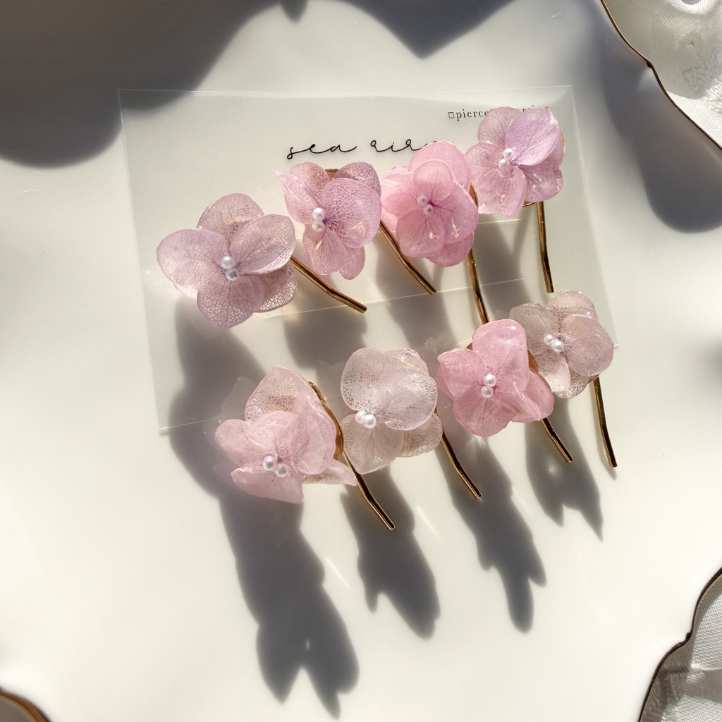 no.403 限定セット パステルライラックmixの紫陽花ポニーフック 本物のお花 紫陽花 ヘアアクセサリー 髪飾り