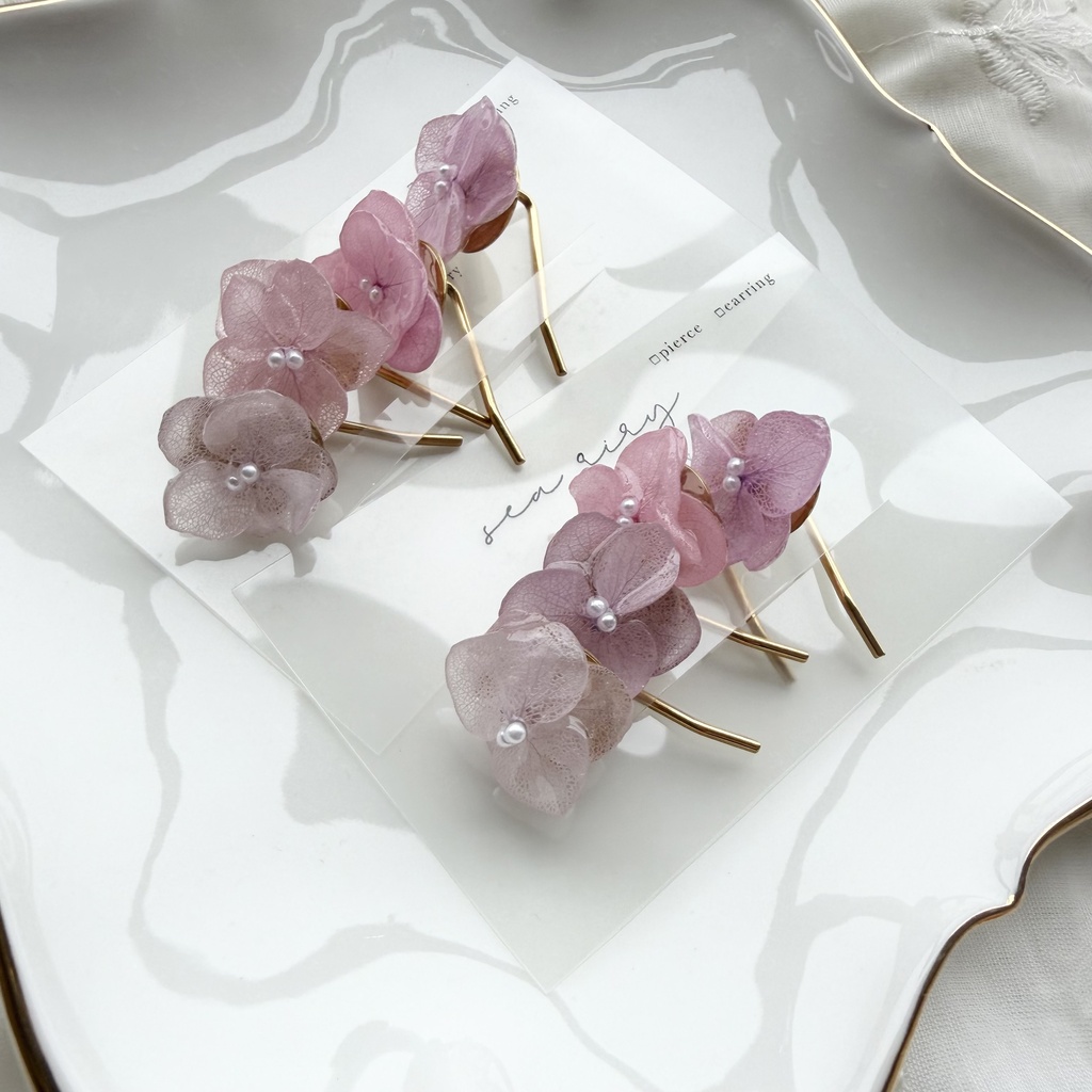 no.403 限定セット パステルライラックmixの紫陽花ポニーフック 本物のお花 紫陽花 ヘアアクセサリー 髪飾り