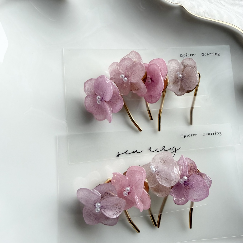 no.403 限定セット パステルライラックmixの紫陽花ポニーフック 本物のお花 紫陽花 ヘアアクセサリー 髪飾り