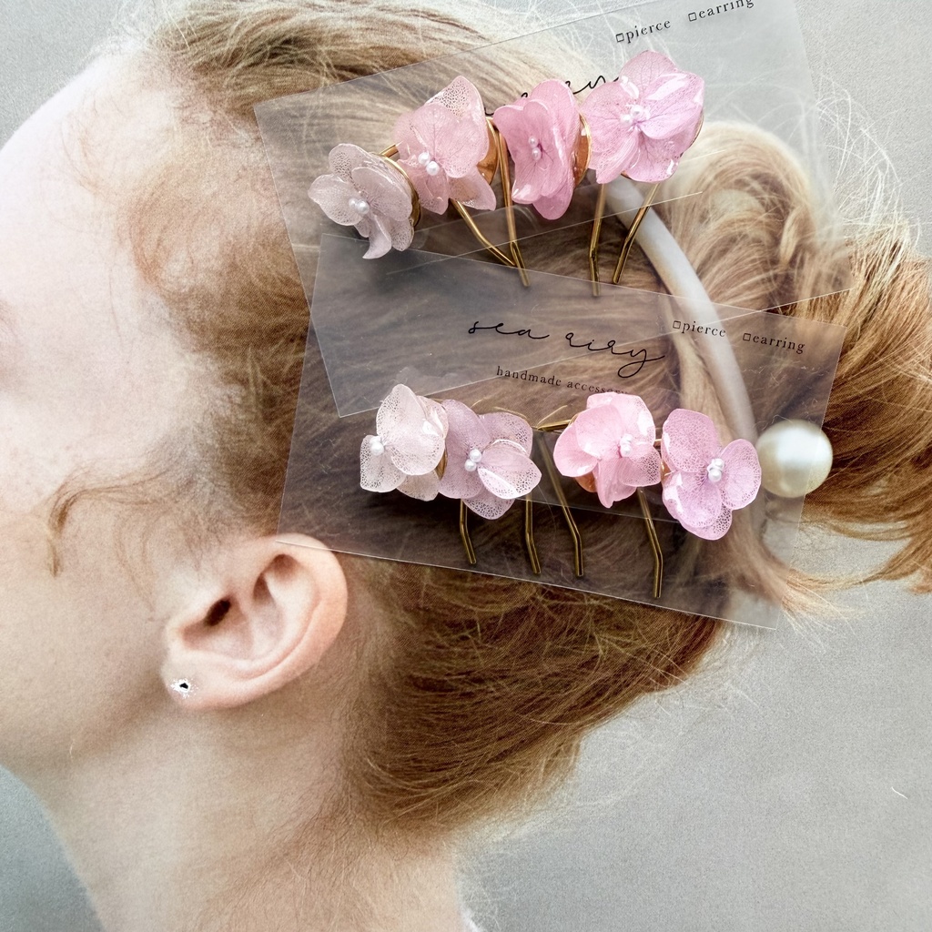 no.403 限定セット パステルライラックmixの紫陽花ポニーフック 本物のお花 紫陽花 ヘアアクセサリー 髪飾り