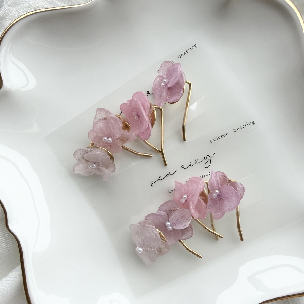 no.403 限定セット パステルライラックmixの紫陽花ポニーフック 本物のお花 紫陽花 ヘアアクセサリー 髪飾り