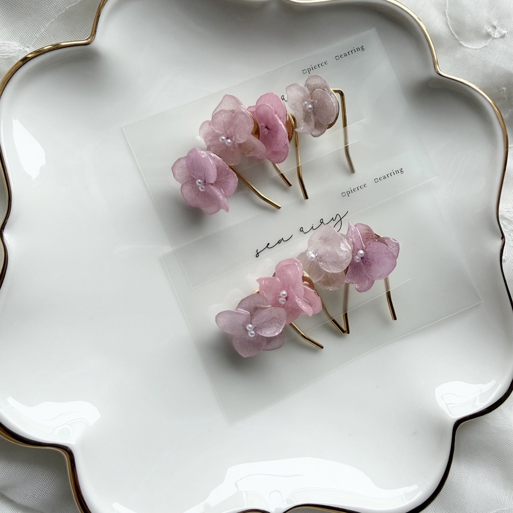 no.403 限定セット パステルライラックmixの紫陽花ポニーフック 本物のお花 紫陽花 ヘアアクセサリー 髪飾り
