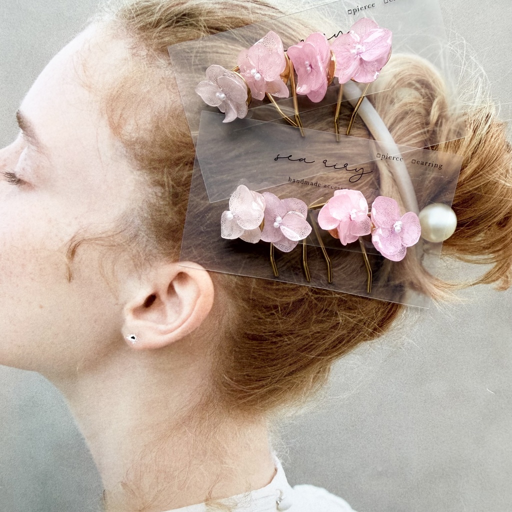 no.403 限定セット パステルライラックmixの紫陽花ポニーフック 本物のお花 紫陽花 ヘアアクセサリー 髪飾り