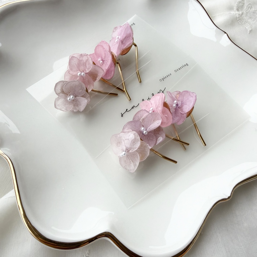 no.403 限定セット パステルライラックmixの紫陽花ポニーフック 本物のお花 紫陽花 ヘアアクセサリー 髪飾り