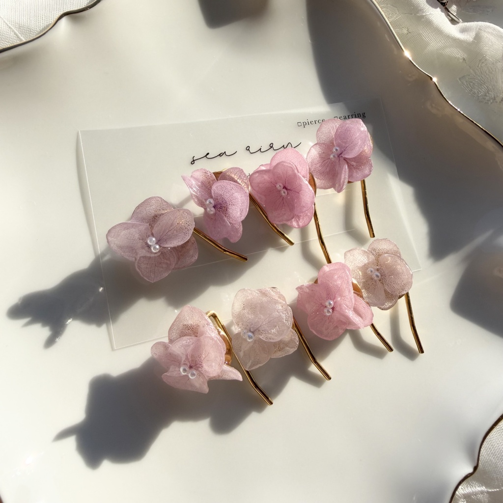 no.403 限定セット パステルライラックmixの紫陽花ポニーフック 本物のお花 紫陽花 ヘアアクセサリー 髪飾り
