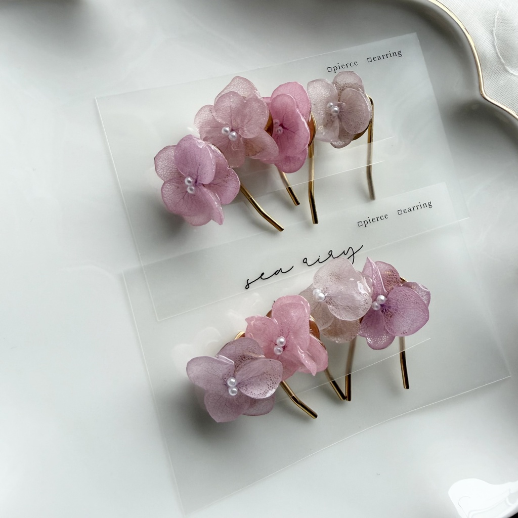 no.403 限定セット パステルライラックmixの紫陽花ポニーフック 本物のお花 紫陽花 ヘアアクセサリー 髪飾り