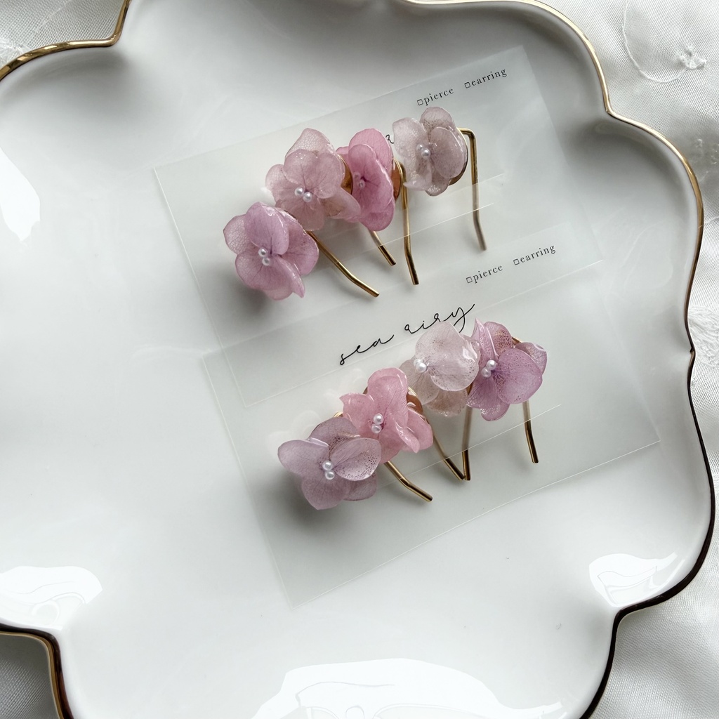 no.403 限定セット パステルライラックmixの紫陽花ポニーフック 本物のお花 紫陽花 ヘアアクセサリー 髪飾り