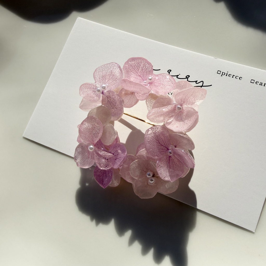 no.404 再販 パステルライラックmixの紫陽花ブローチ 本物のお花 帯留金具付き 帯留 着物 ブローチ