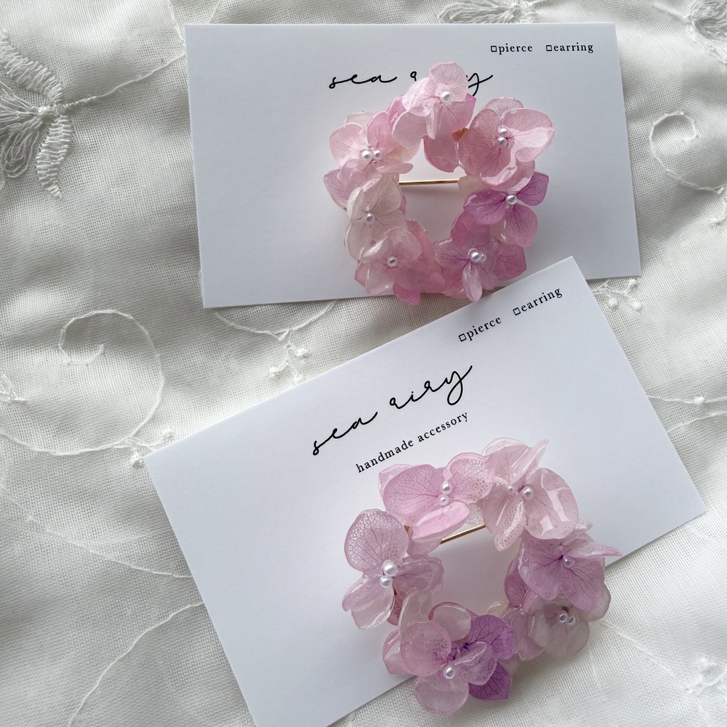 no.404 再販 パステルライラックmixの紫陽花ブローチ 本物のお花 帯留金具付き 帯留 着物 ブローチ