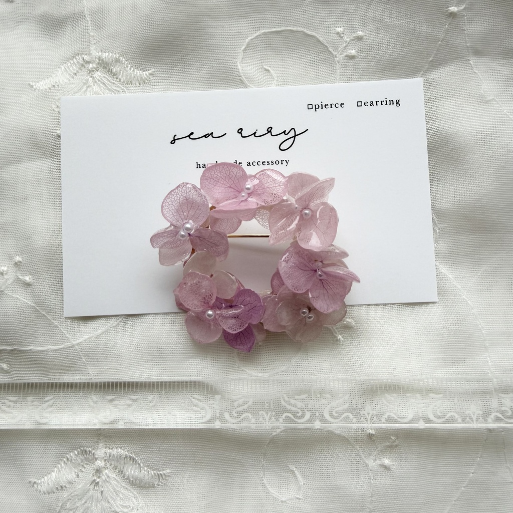 no.404 再販 パステルライラックmixの紫陽花ブローチ 本物のお花 帯留金具付き 帯留 着物 ブローチ