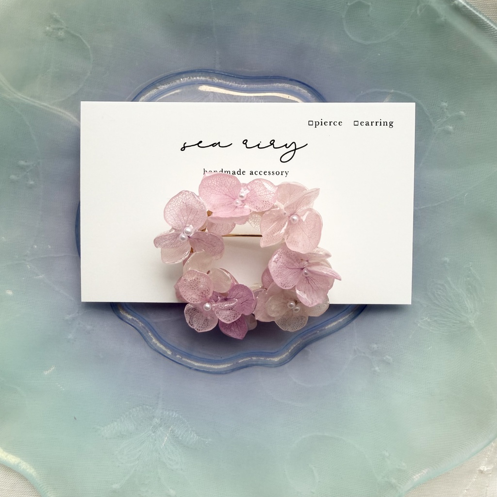 no.404 再販 パステルライラックmixの紫陽花ブローチ 本物のお花 帯留金具付き 帯留 着物 ブローチ