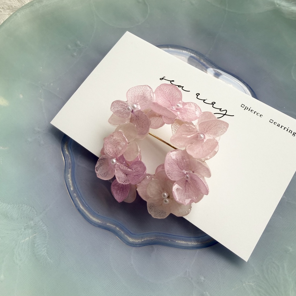 no.404 再販 パステルライラックmixの紫陽花ブローチ 本物のお花 帯留金具付き 帯留 着物 ブローチ