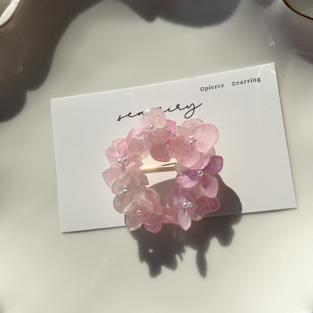 no.405 再販 パステルライラックmixの紫陽花ブローチ 本物のお花 帯留金具付き 帯留 着物 ブローチ