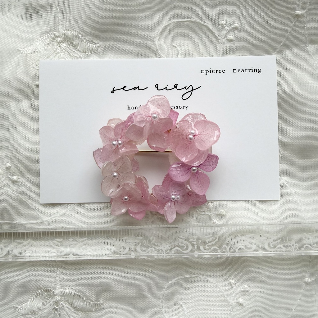 no.405 再販 パステルライラックmixの紫陽花ブローチ 本物のお花 帯留金具付き 帯留 着物 ブローチ