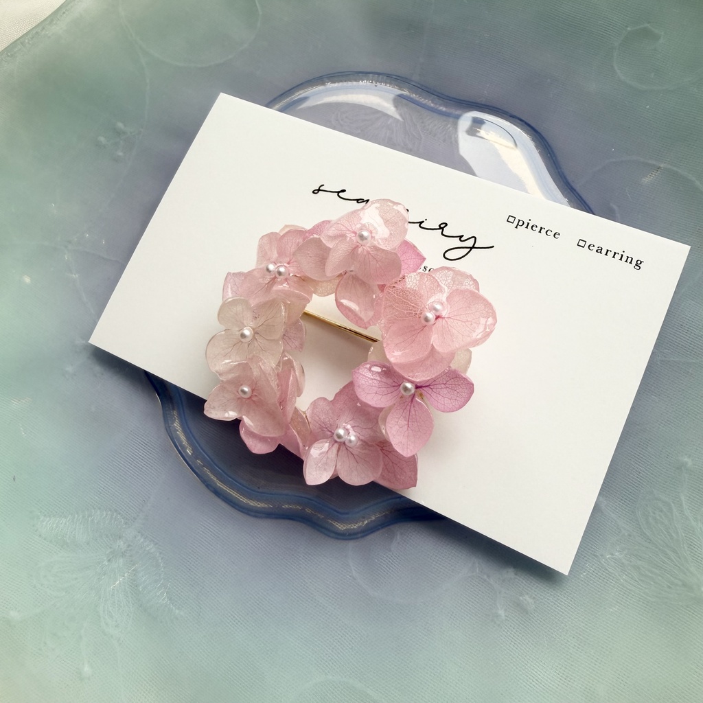 no.405 再販 パステルライラックmixの紫陽花ブローチ 本物のお花 帯留金具付き 帯留 着物 ブローチ