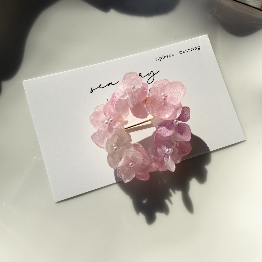 no.405  再販  パステルライラックmixの紫陽花ブローチ  本物のお花   帯留金具付き   帯留  着物  ブローチ