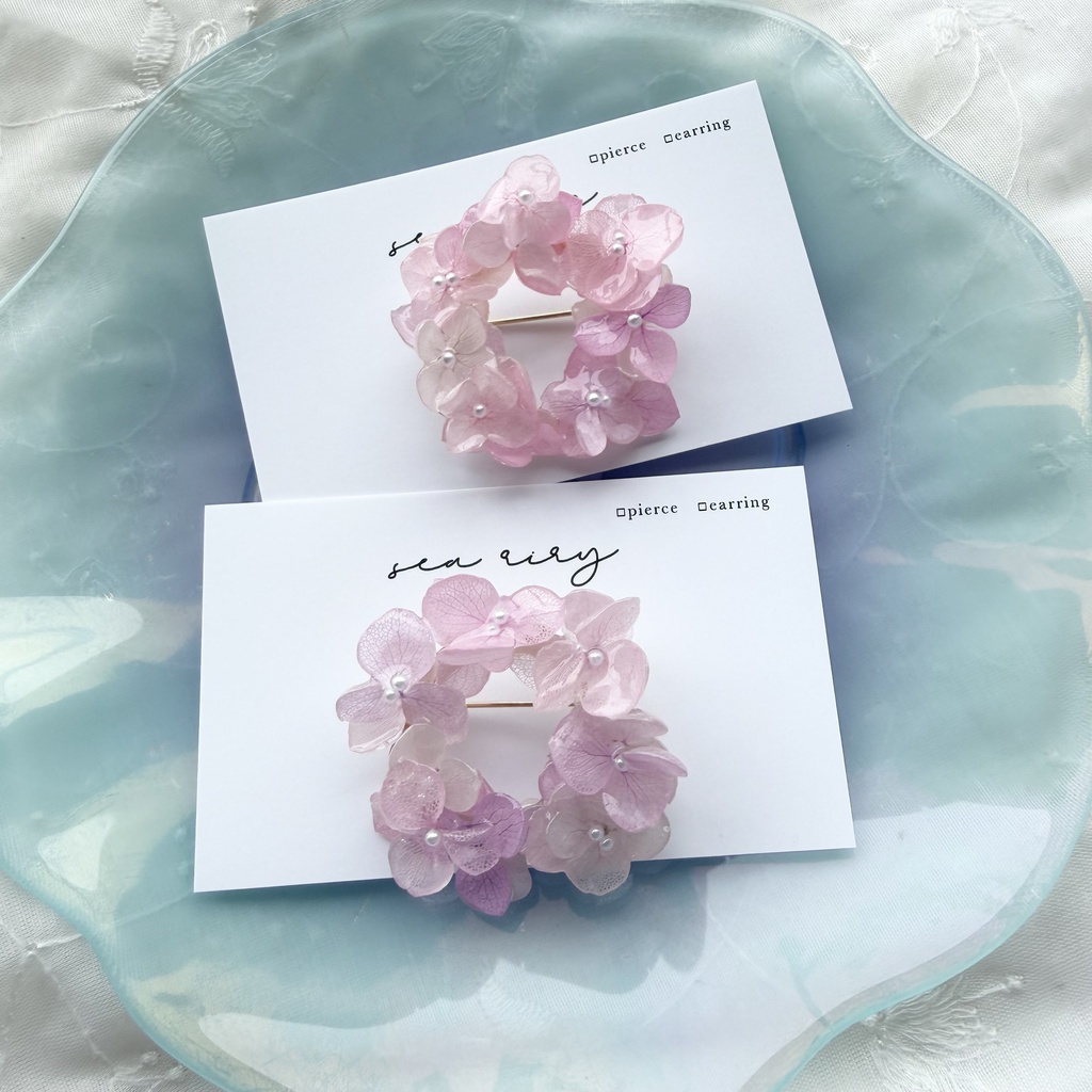 no.405 再販 パステルライラックmixの紫陽花ブローチ 本物のお花 帯留金具付き 帯留 着物 ブローチ