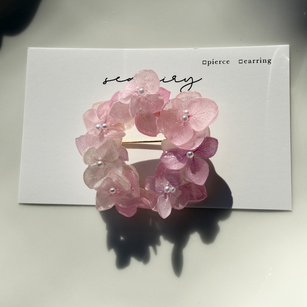 no.405 再販 パステルライラックmixの紫陽花ブローチ 本物のお花 帯留金具付き 帯留 着物 ブローチ