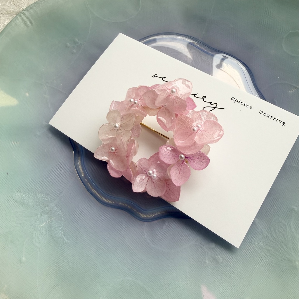 no.405  再販  パステルライラックmixの紫陽花ブローチ  本物のお花   帯留金具付き   帯留  着物  ブローチ