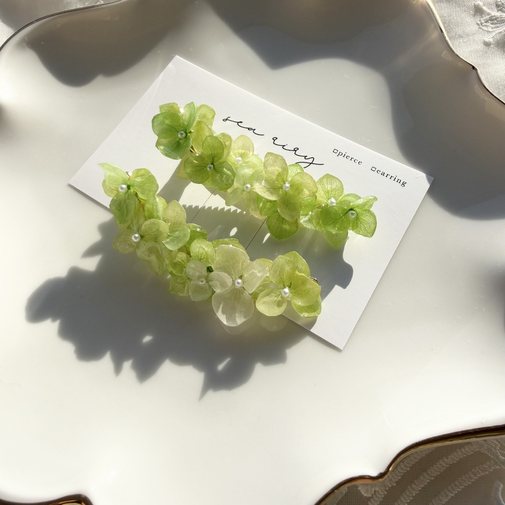 no.415 限定セット グリーンmixの紫陽花ヘアクリップ 本物のお花 紫陽花 アジサイ ヘアクリップ 髪飾り