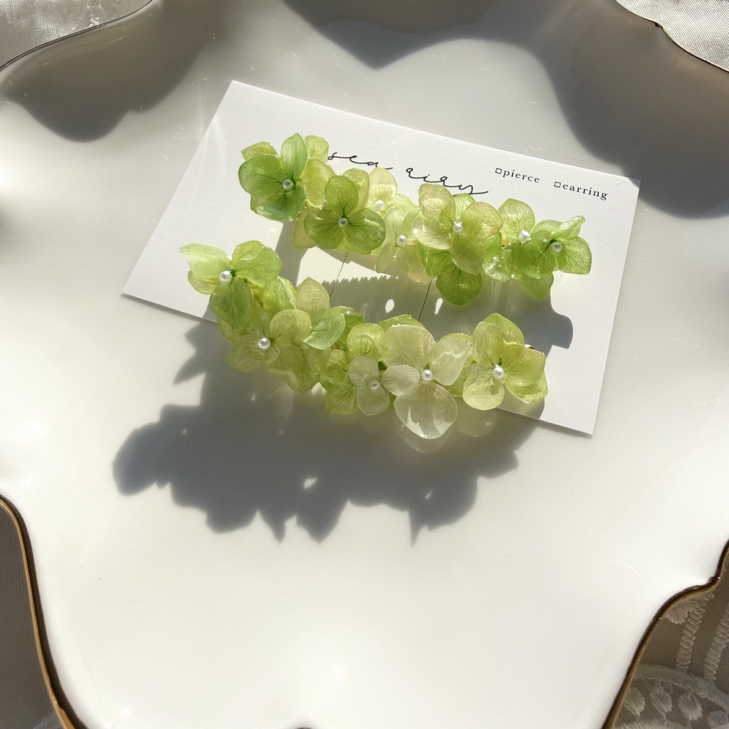 no.415 限定セット グリーンmixの紫陽花ヘアクリップ 本物のお花 紫陽花 アジサイ ヘアクリップ 髪飾り
