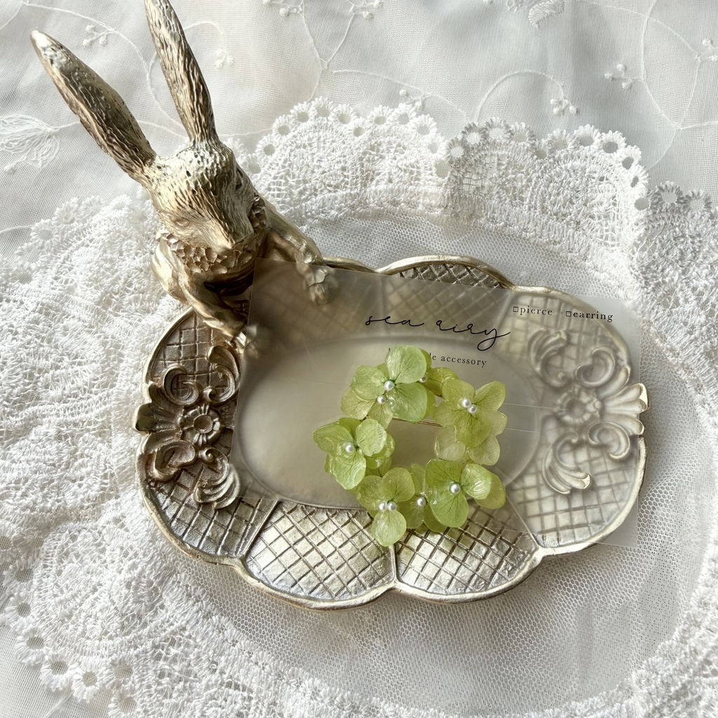 no.417 グリーンmixの紫陽花ブローチ 本物のお花 帯留金具付き 帯留 着物 ブローチ ハンドメイド