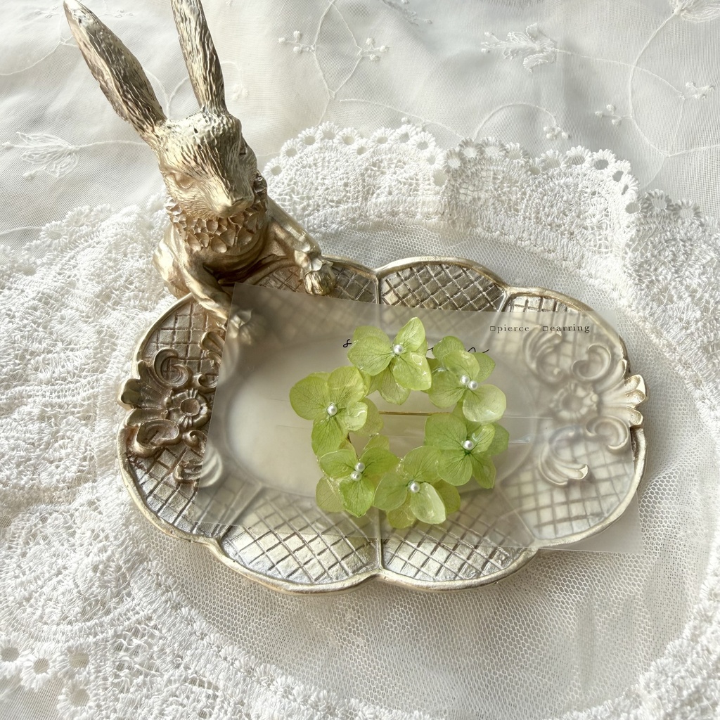 no.418 グリーンmixの紫陽花ブローチ 本物のお花 帯留金具付き 帯留 着物 ブローチ ハンドメイド