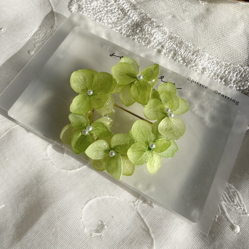 no.418 グリーンmixの紫陽花ブローチ 本物のお花 帯留金具付き 帯留 着物 ブローチ ハンドメイド