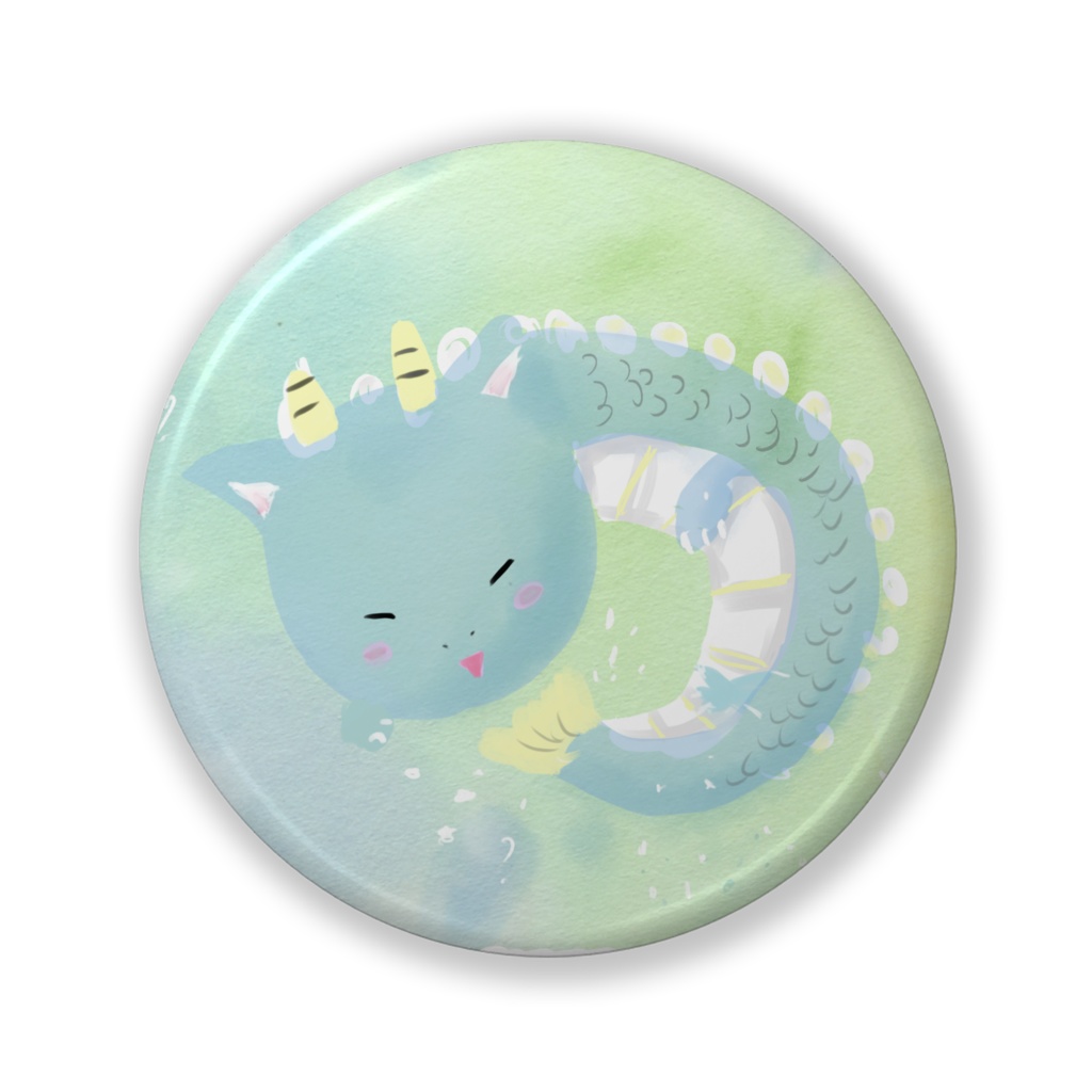 缶バッジ　32mm 龍　「WATER」