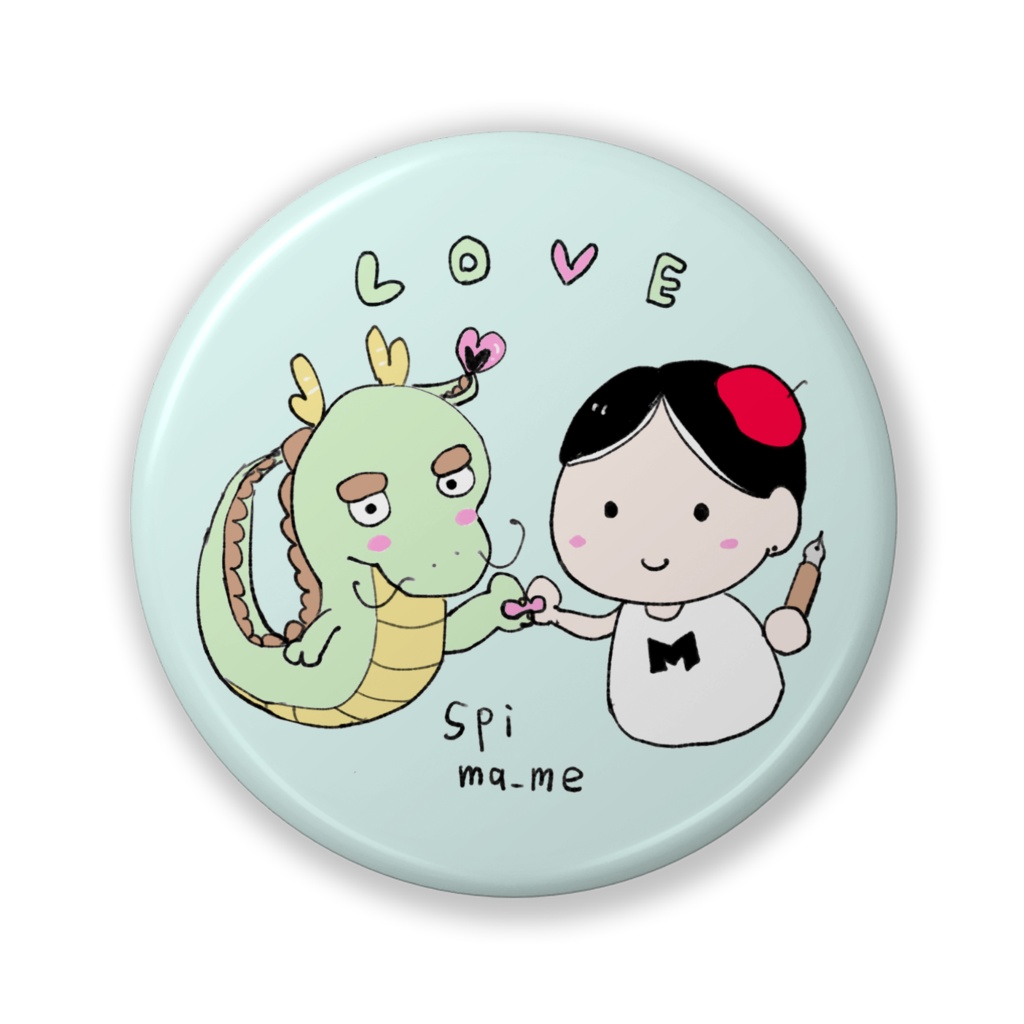 缶バッジ　32mm まめアイコンバッジ　龍