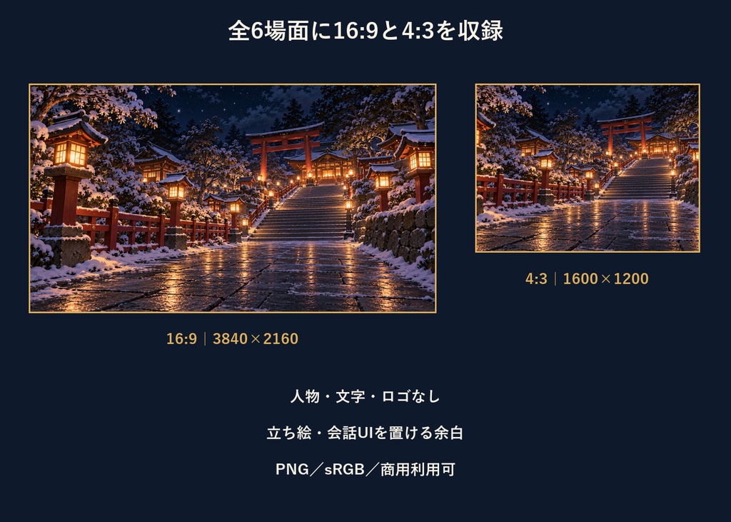 【TRPG・ゲーム背景素材】初詣の町・年越しから新年の探索背景|6場面・12枚