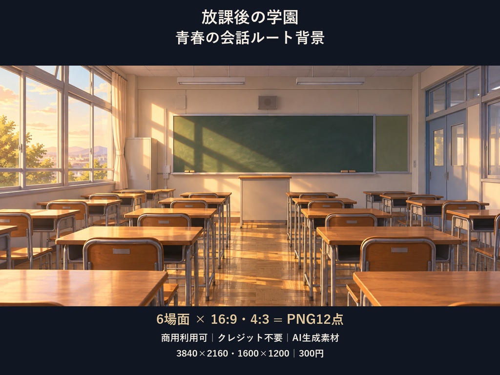 【TRPG・ゲーム背景素材】放課後の学園・青春の会話ルート背景｜6場面・12枚