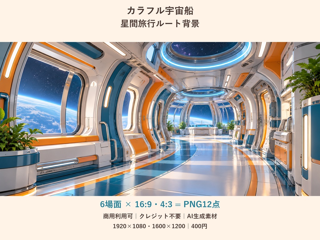 【TRPG・ゲーム背景素材】カラフル宇宙船・星間旅行ルート背景｜6場面・12枚