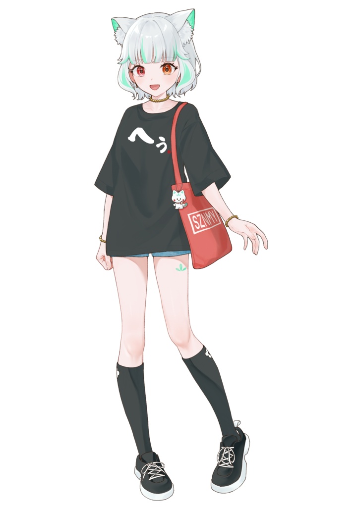 ノ宮印のへぅTシャツ黒の巻