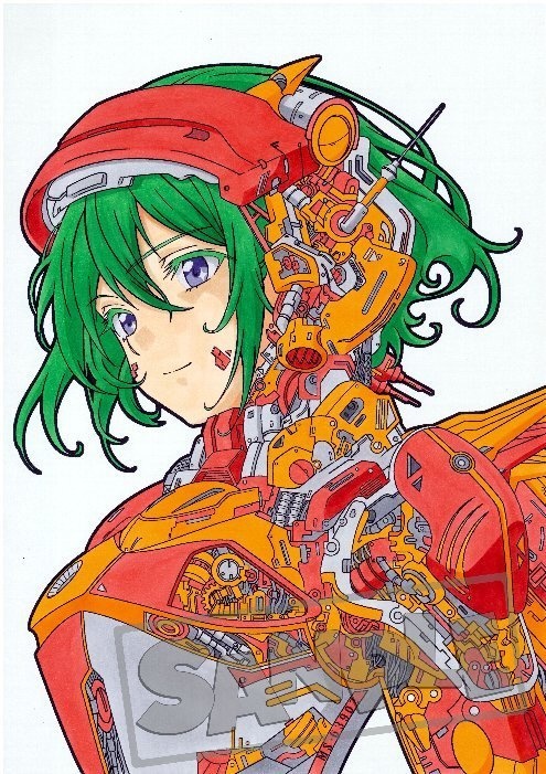 一点もの オリジナルイラスト コピックイラスト A4サイズ 額入り 機械少女 アナログ A4 原画