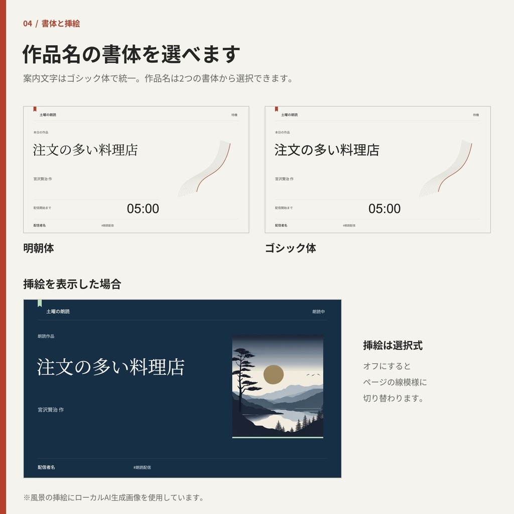 SHIORI|朗読配信の5画面を作る編集キット【無料版あり・OBS/PNG】