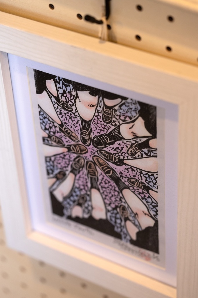 木版画作品 裏手彩色 額装原画 「ブロッサム」No.1/5