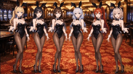 【動く配信背景/10種セット】おっぱいが揺れる高級カジノのバニーガール 豪華アニメーションループ動画素材まとめパック【1920×1080 MP4】バリエーション違い・VTuber・OBS対応