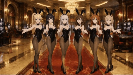 【動く配信背景/10種セット】おっぱいが揺れる高級カジノのバニーガール 豪華アニメーションループ動画素材まとめパック【1920×1080 MP4】バリエーション違い・VTuber・OBS対応