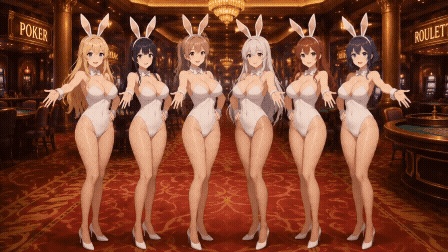 【動く配信背景/10種セット】おっぱいが揺れる高級カジノのバニーガール 豪華アニメーションループ動画素材まとめパック【1920×1080 MP4】バリエーション違い・VTuber・OBS対応