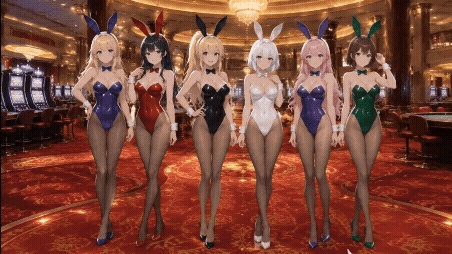 【動く配信背景/10種セット】おっぱいが揺れる高級カジノのバニーガール 豪華アニメーションループ動画素材まとめパック【1920×1080 MP4】バリエーション違い・VTuber・OBS対応
