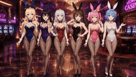 【動く配信背景】おっぱいが揺れるカジノのバニーガール / 豪華アニメーションループ動画素材【1920×1080 MP4】セレブ・VTuber・OBS対応