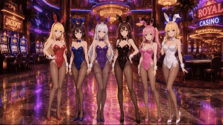 【動く配信背景】おっぱいが揺れるカジノのバニーガール / 豪華アニメーションループ動画素材【1920×1080 MP4】セレブ・VTuber・OBS対応