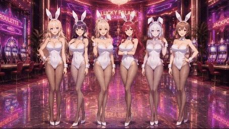 【動く配信背景】おっぱいが揺れるカジノのバニーガール / 豪華アニメーションループ動画素材【1920×1080 MP4】セレブ・VTuber・OBS対応