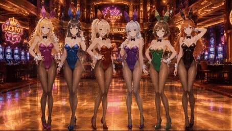 【動く配信背景/10種セット】おっぱいが揺れるカジノのバニーガール 豪華アニメーションループ動画素材まとめパック【1920×1080 MP4】バリエーション違い・VTuber・OBS対応