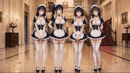 【動く配信背景】おっぱいが揺れる高級お屋敷のメイド / 豪華アニメーションループ動画素材【1920×1080 MP4】クラシック・VTuber対応