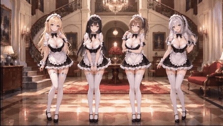 【動く配信背景】おっぱいが揺れる高級お屋敷のメイド / 豪華アニメーションループ動画素材【1920×1080 MP4】クラシック・VTuber対応