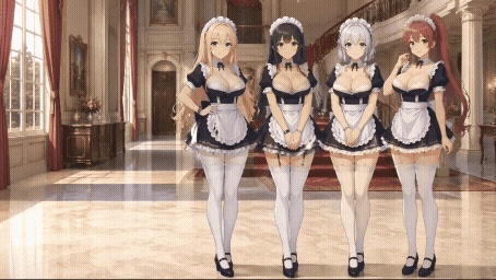 【動く配信背景】おっぱいが揺れる高級お屋敷のメイド / 豪華アニメーションループ動画素材【1920×1080 MP4】クラシック・VTuber対応