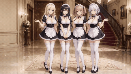 【動く配信背景】おっぱいが揺れる高級お屋敷のメイド / 豪華アニメーションループ動画素材【1920×1080 MP4】クラシック・VTuber対応
